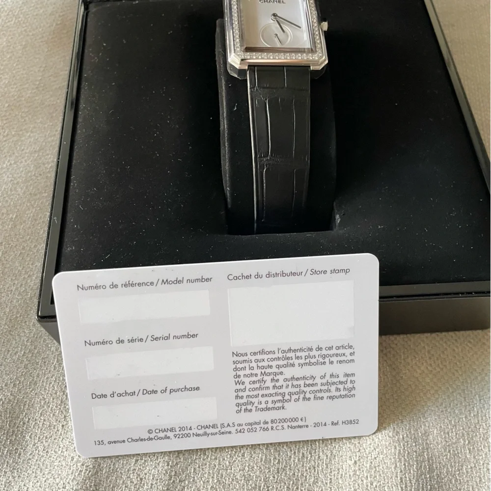 🖤Chanel🖤Boy-Friend Watch 18K White Gold Diamonds Alligator Exotic Band GM - Picture 7 of 14